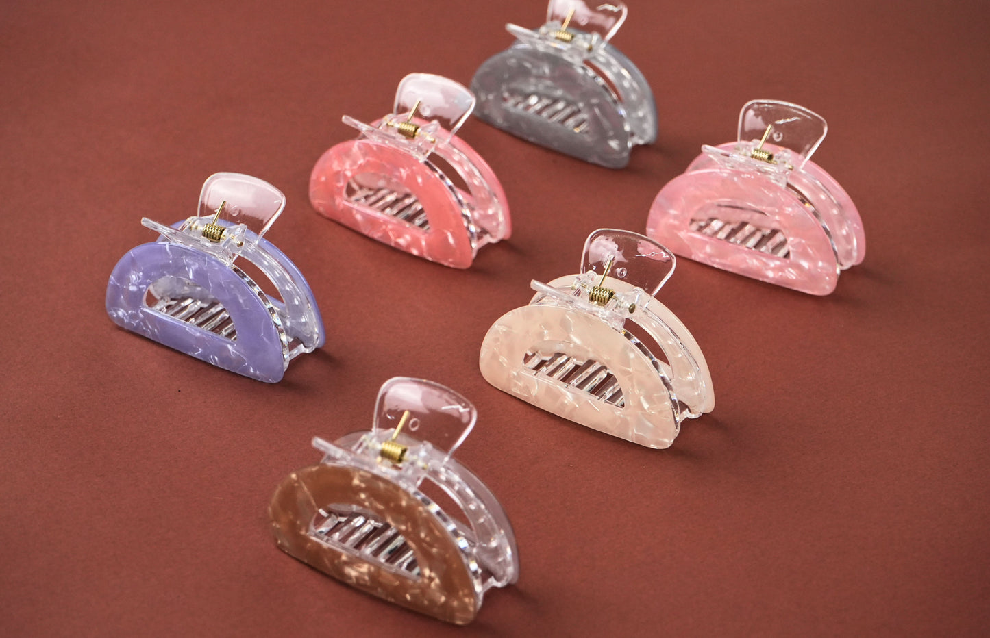 D-Shaped Marble Hair Claws - HRK250021