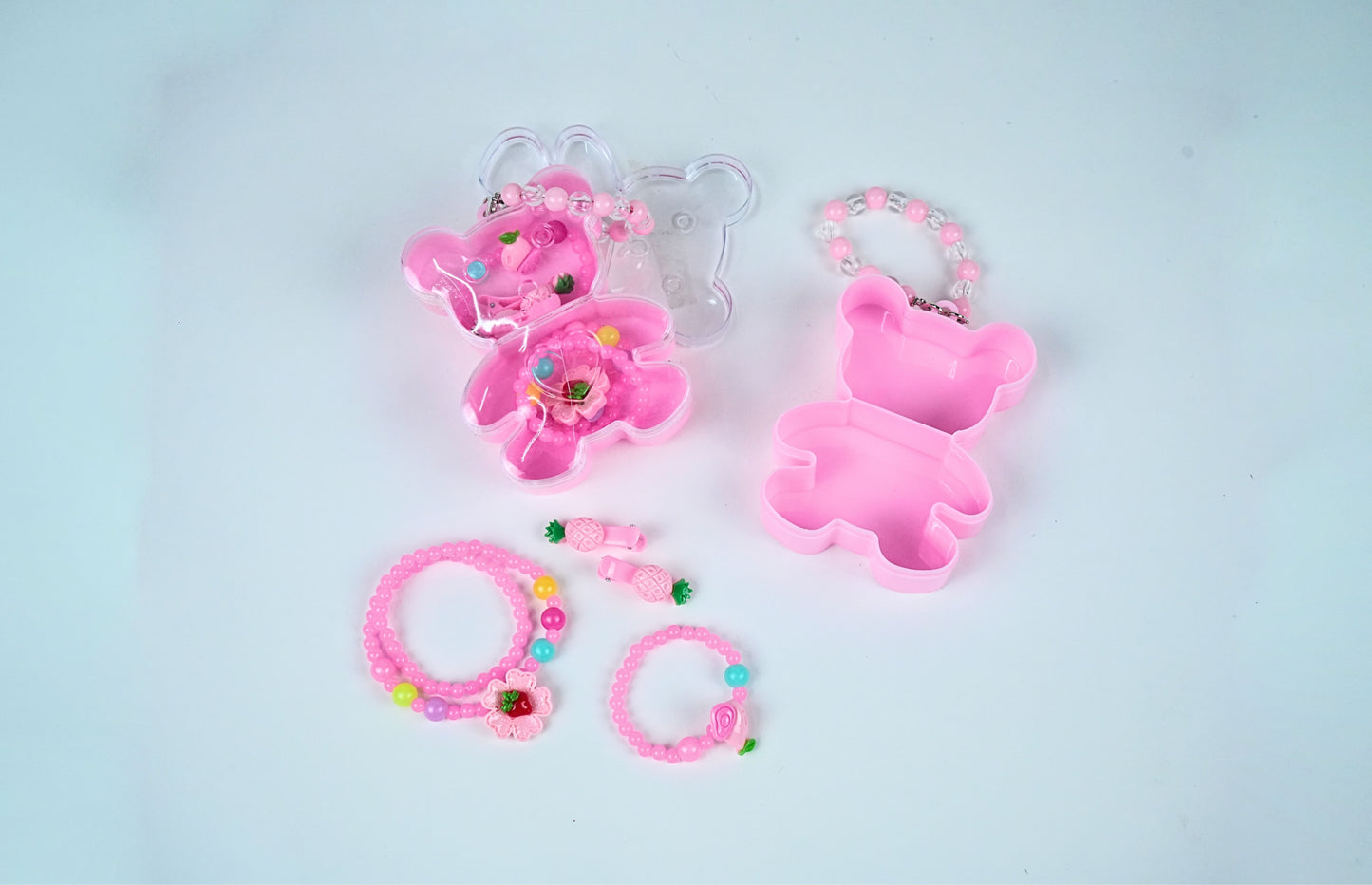 Pink Teddy Bear Jewelry Set β Necklace, Earrings & Storage Case - HRK250028