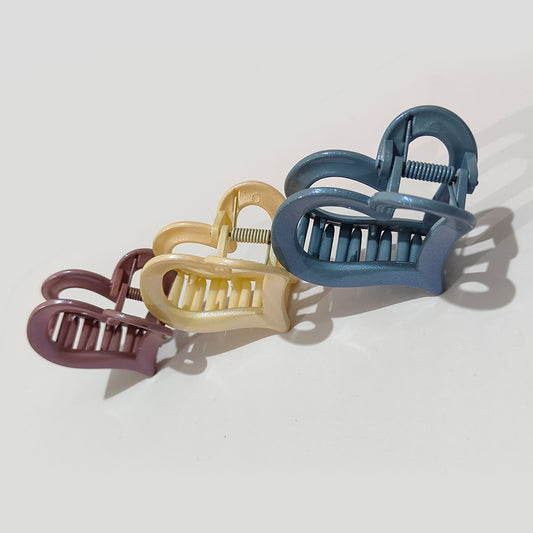 π Heart-Shaped Hair Claw Clips for Women β Cute Pastel Hair Accessories (Set of 1, 3 & 5) β Strong Grip, Non-Slip, Stylish for All Hair Types - HRK250040
