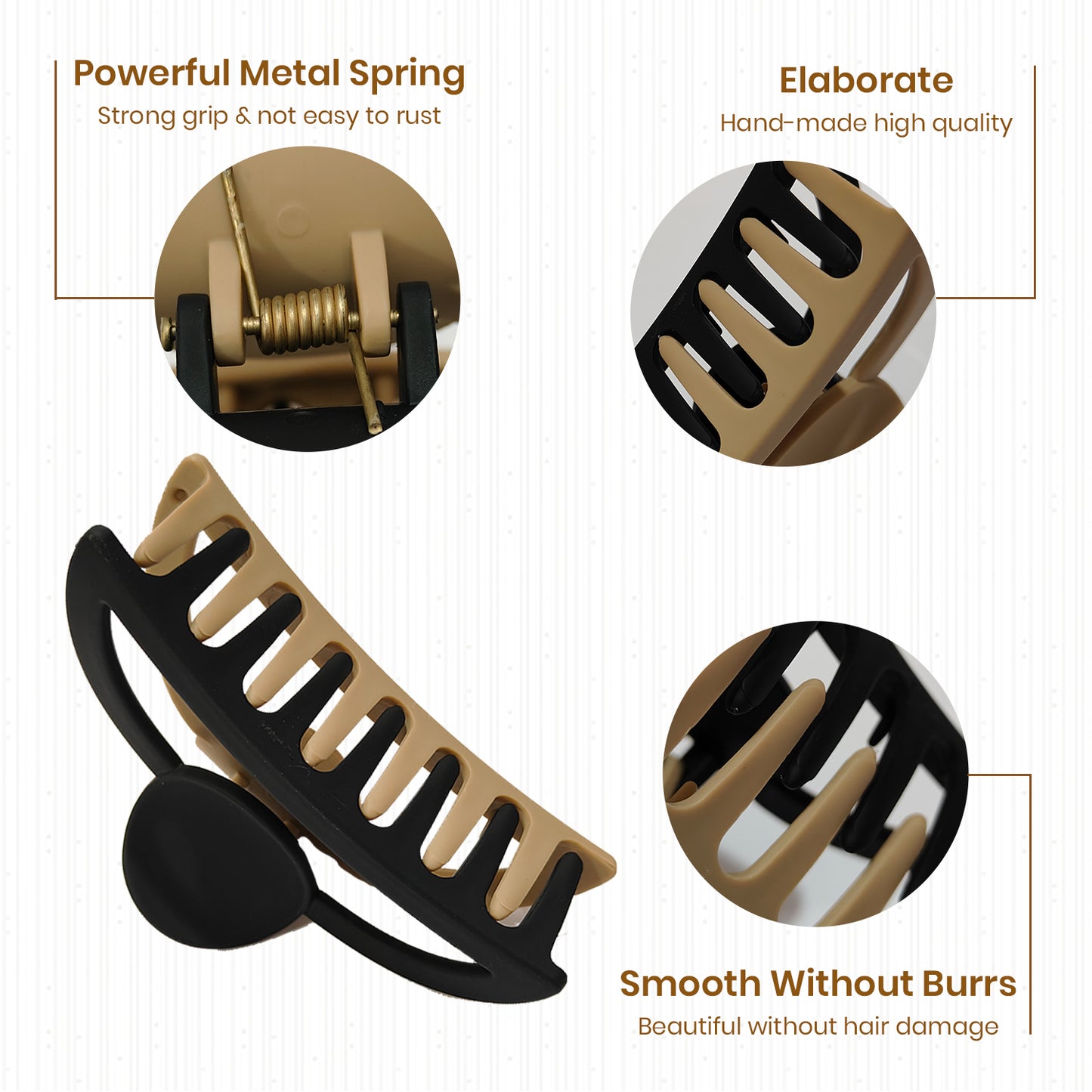 π€ Dual Tone Hair Claw Clips for Women β Matte Finish Strong Grip Clutcher Set (1 , 3 ,& 5 Pcs Neutral Shades)- HRK250044