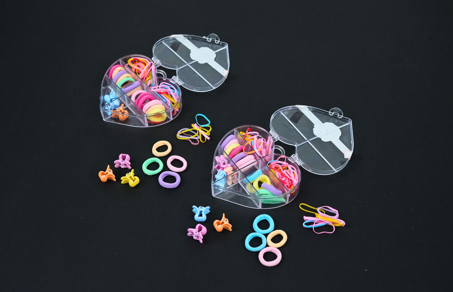Heart Hair Accessory Set – Colorful Ties, Bands & Clips for Girls - HRK250031