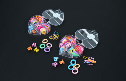 Heart Hair Accessory Set – Colorful Ties, Bands & Clips for Girls - HRK250031