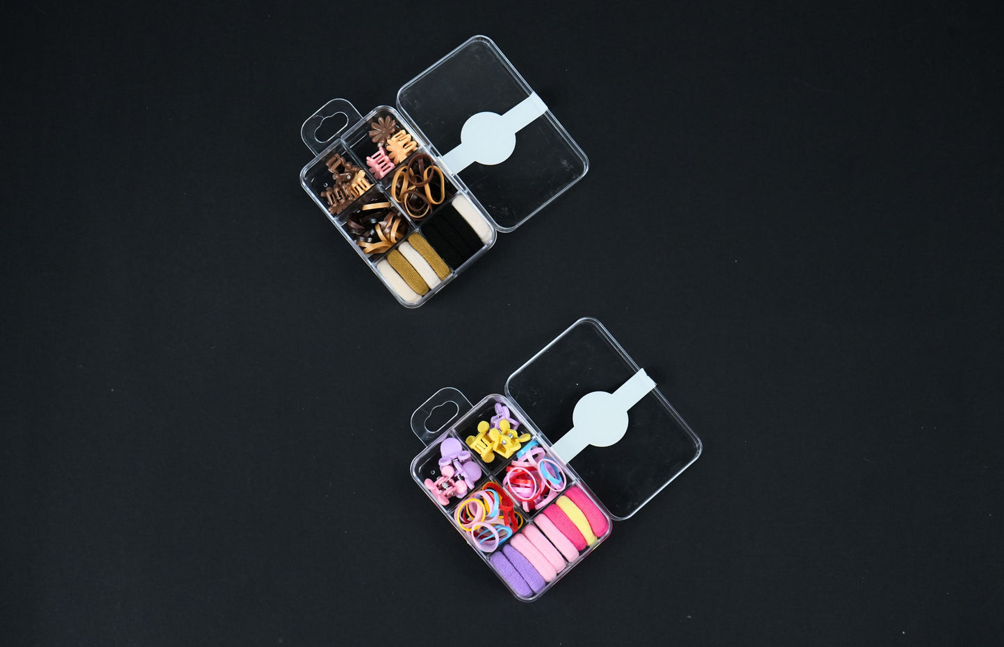 Wei Ya Hair Accessories Set – Neutral Hair Ties, Clips & Barrettes in Organizer - HRK250032