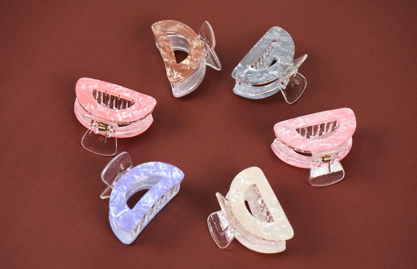D-Shaped Marble Hair Claws - HRK250021