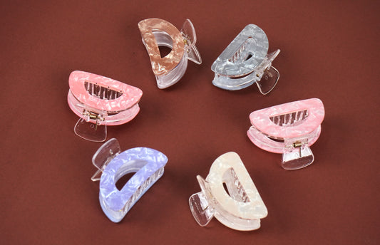 D-Shaped Marble Hair Claws - HRK250021