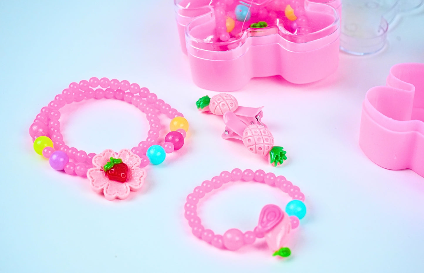 Pink Teddy Bear Jewelry Set – Necklace, Earrings & Storage Case - HRK250028