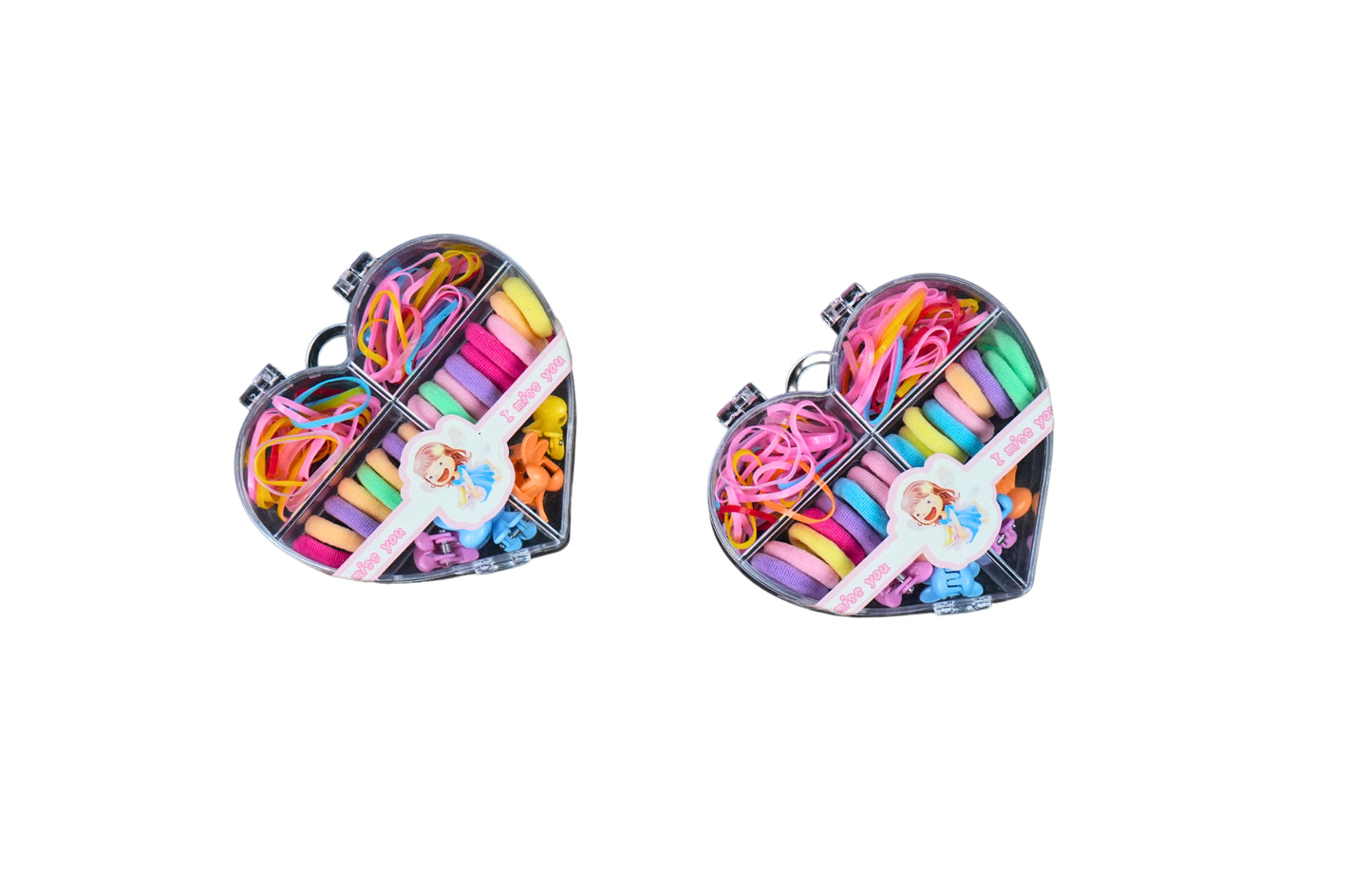 Heart Hair Accessory Set – Colorful Ties, Bands & Clips for Girls - HRK250031