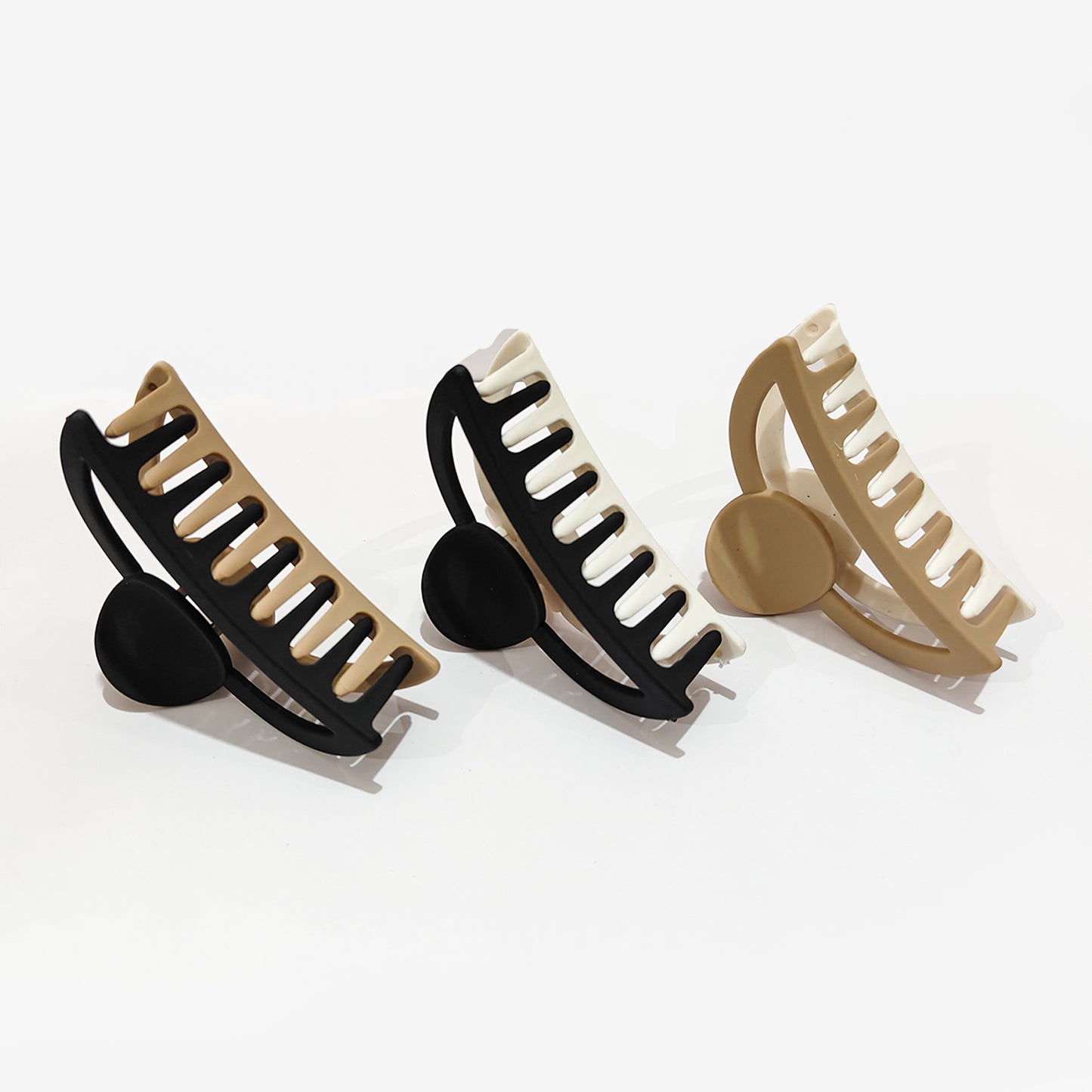 🤍 Dual Tone Hair Claw Clips for Women – Matte Finish Strong Grip Clutcher Set (1 , 3 ,& 5 Pcs Neutral Shades)- HRK250044