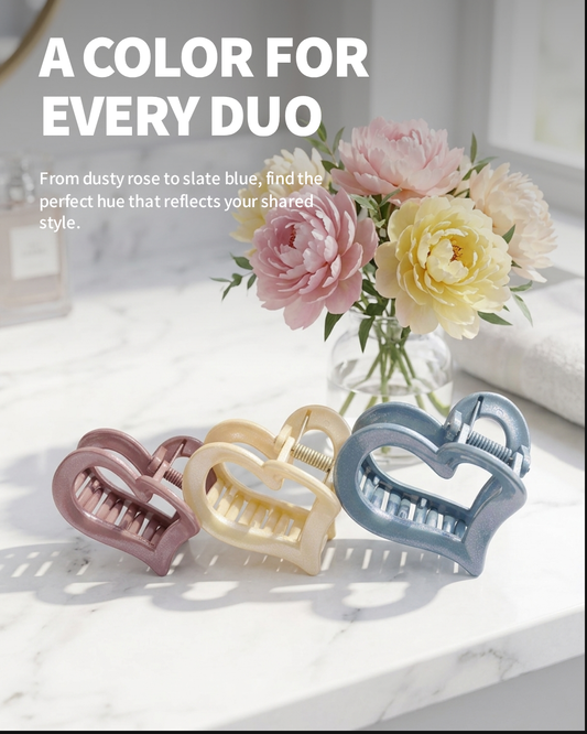 💖 Heart-Shaped Hair Claw Clips for Women – Cute Pastel Hair Accessories (Set of 1, 3 & 5) – Strong Grip, Non-Slip, Stylish for All Hair Types - HRK250040