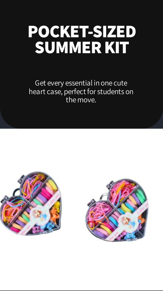 Heart Hair Accessory Set – Colorful Ties, Bands & Clips for Girls - HRK250031