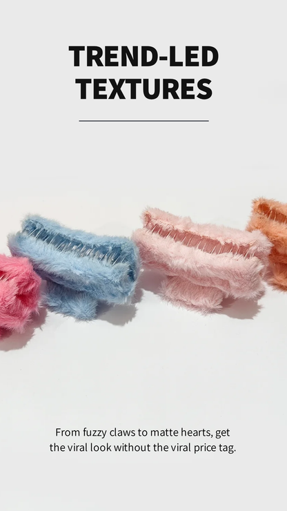 🧸 Soft Furry Hair Claw Clips for Women – Cute & Fluffy Pastel Clutcher (Set of 1 , 3 & 5) – Strong Grip, Trendy Hair Accessories - HRK250041
